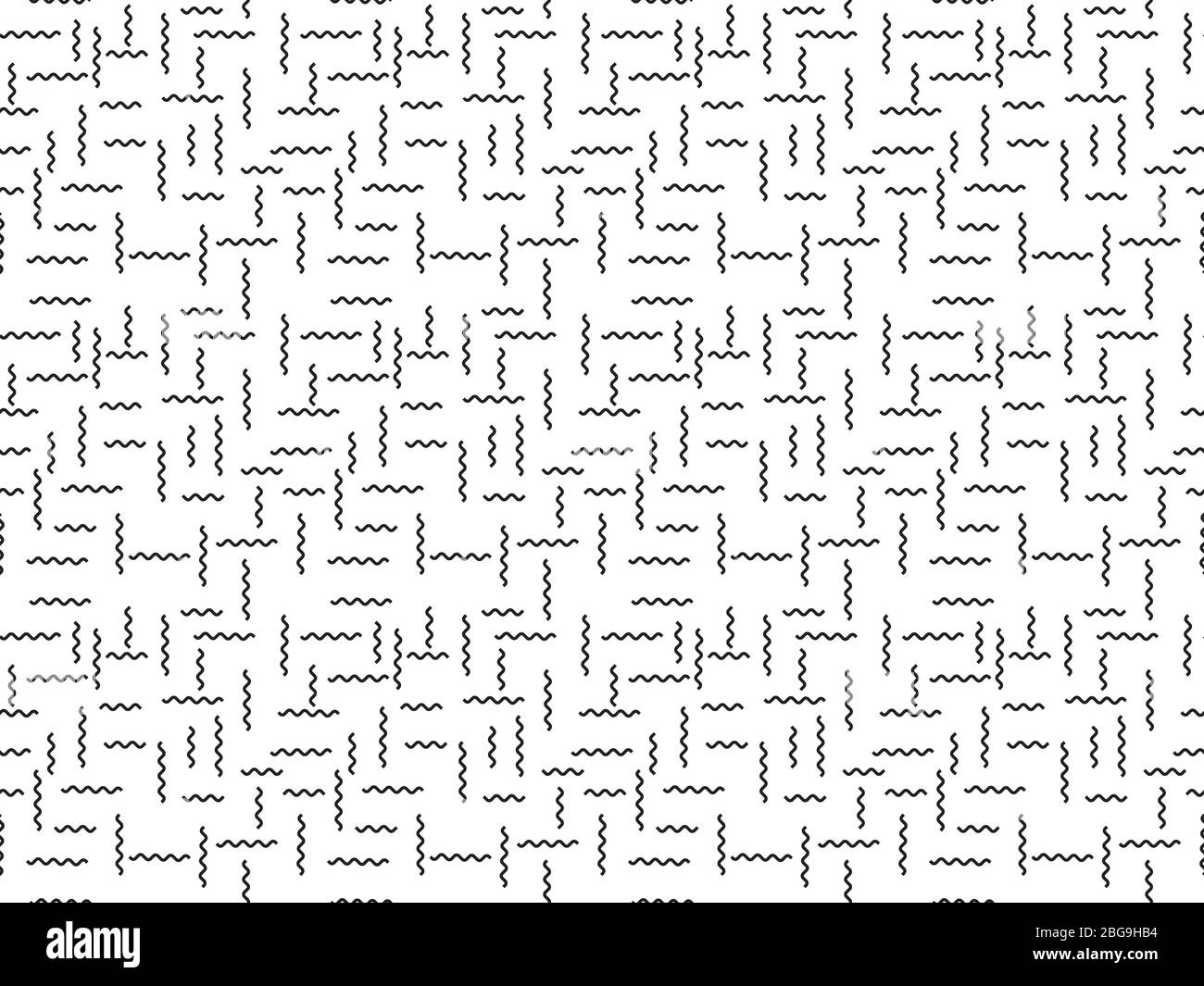 Einfache monochrome nahtlose dekorative Muster der horizontalen schwarzen welligen Linien auf weißem Hintergrund Stock Vektor