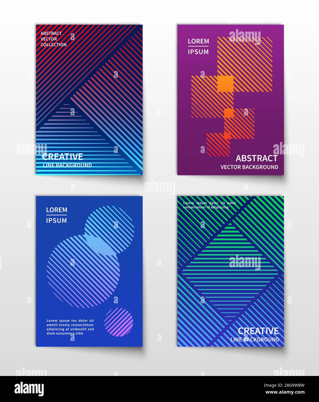 Minimalistische Linie dynamischer Halbton. Abstrakte geometrische Vektor moderne Hintergründe gesetzt. Trendiges Banner oder Broschüre mit Halbton-geometrischer Illustration Stock Vektor