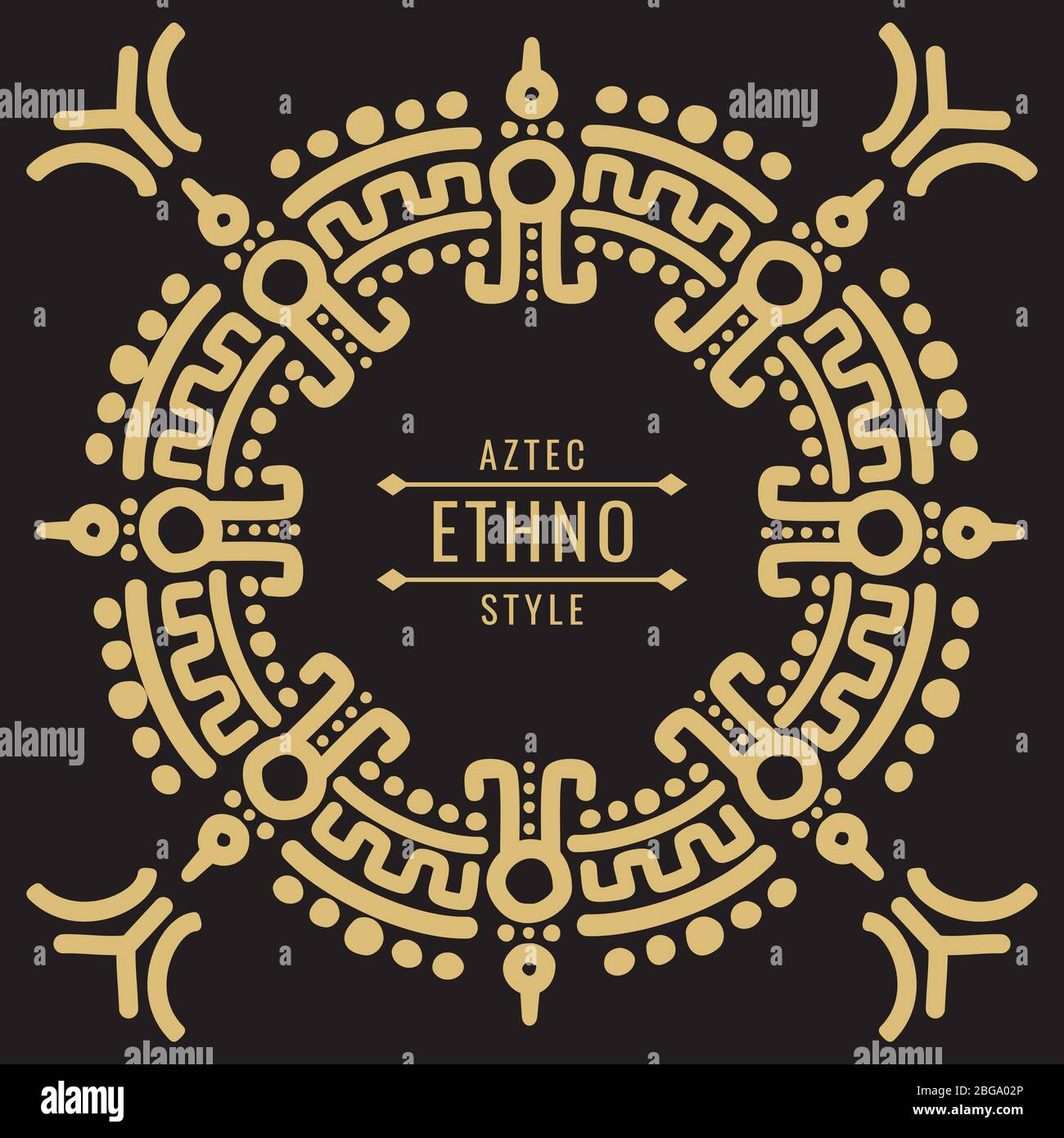 Gold mexikanischen Tribal Rahmen Design - Ethno atzec Stil Ornament. Vektorgrafik Stock Vektor
