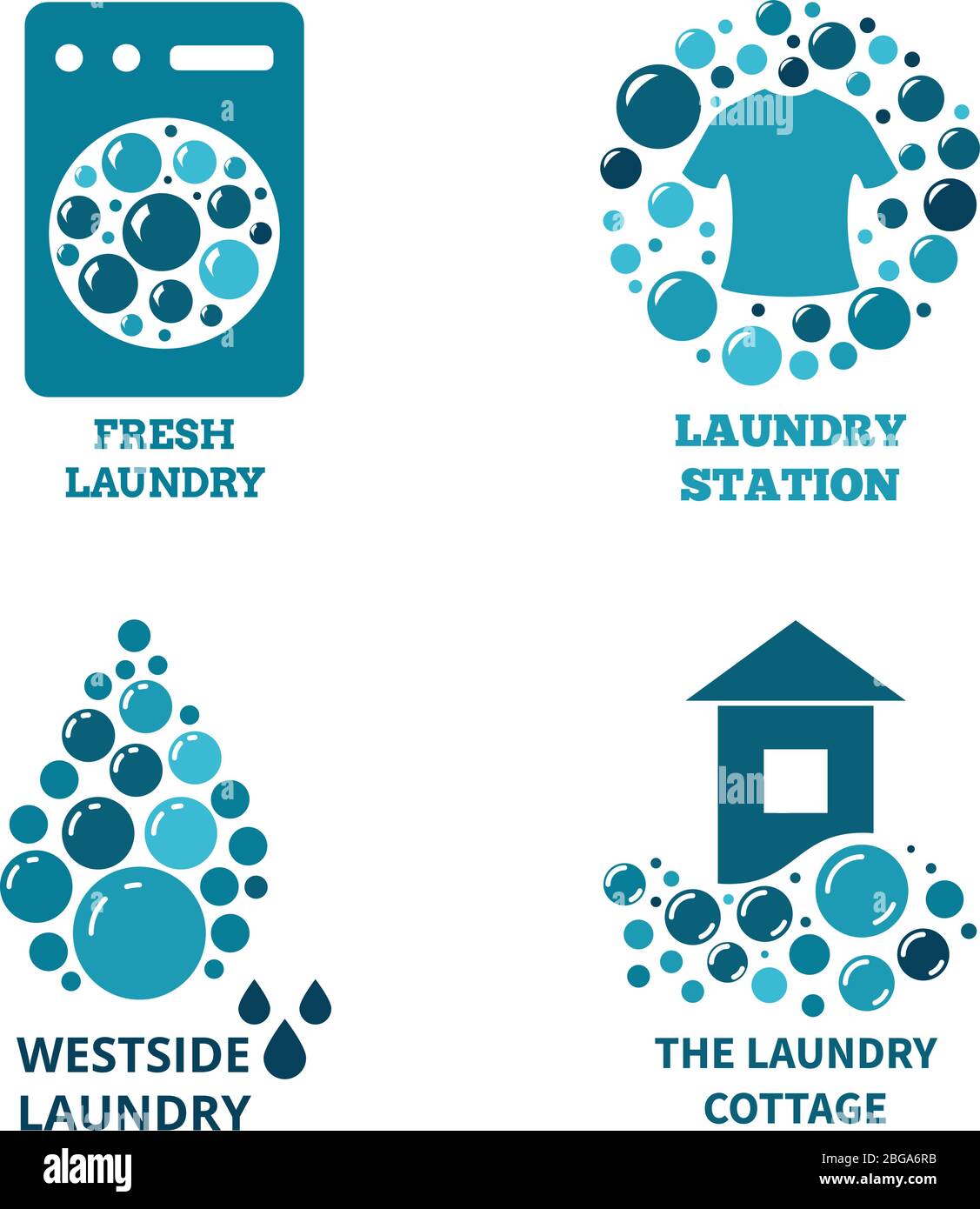 Wasser Blasen kreative Vektor-Logo. Symbol für Wäsche mit Seifenblase reinigen Abbildung Stock Vektor