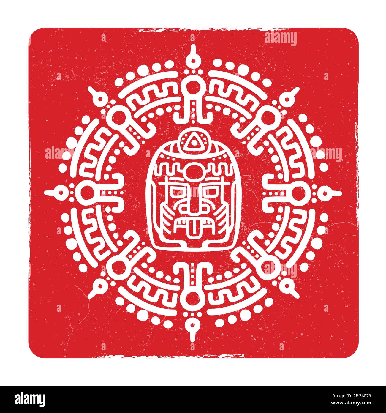 Grunge american aztec, maya Kultur abstraktes Symbol Design. Vektorgrafik Stock Vektor