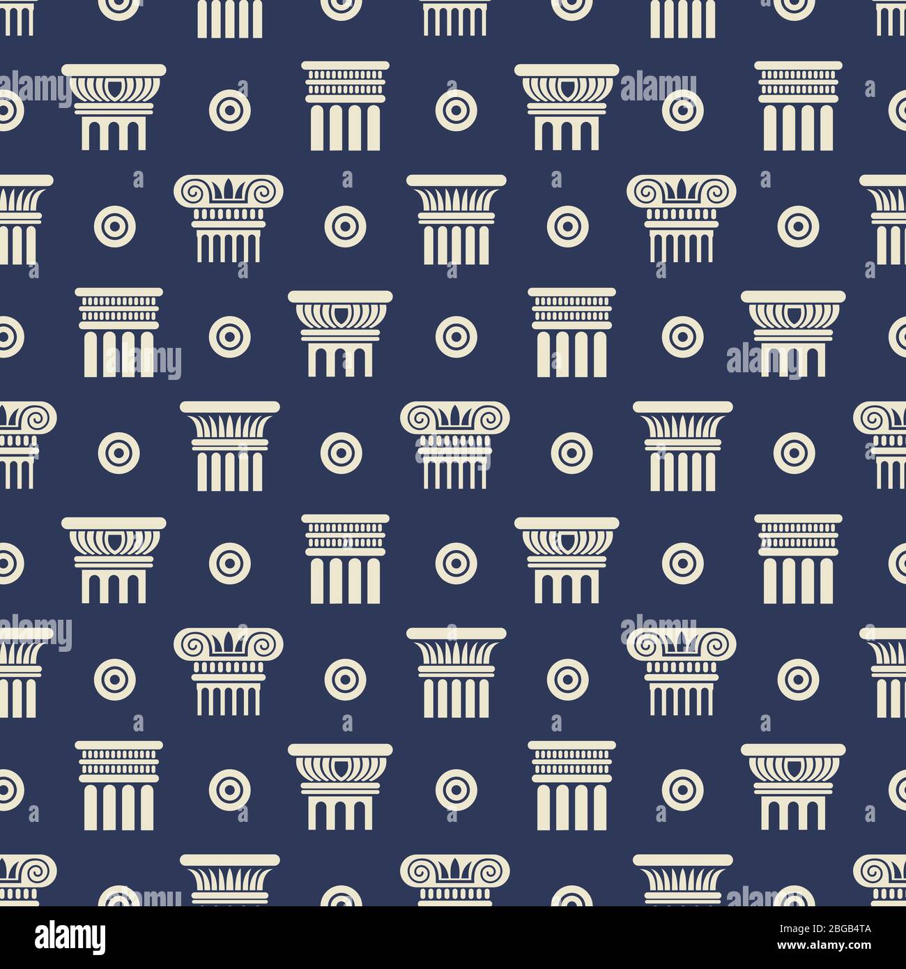 Griechische und römische antike Säulen nahtlose Muster Hintergrund. Vektorgrafik Stock Vektor