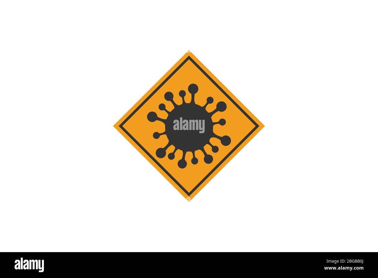 Coronavirus-Zeichen. Corona Virus Bakteria Cell Icon, 2019-nCoV in Warnhinweisen für Verkehrszeichen. Warnsymbol von COVID-19, neuartiges Coronavirus. Vektorsymbol. Stock Vektor