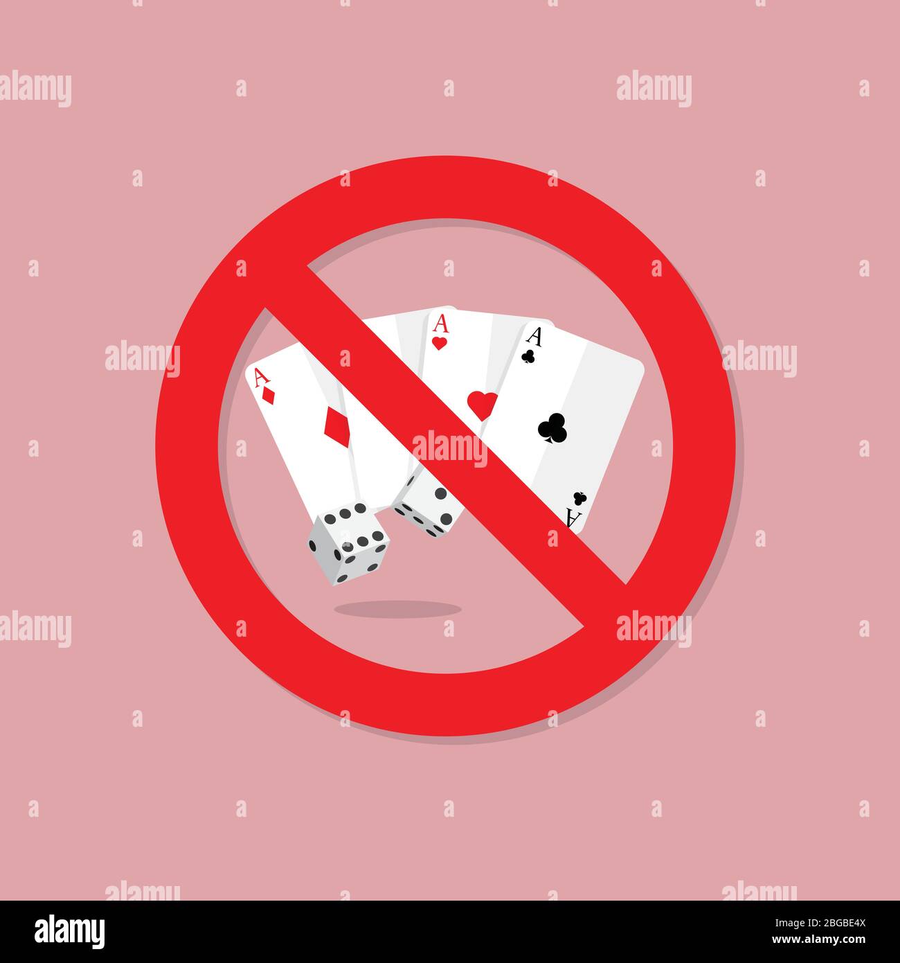 Zeichen für das Verbot von Glücksspielern. Vektorgrafik Stock Vektor