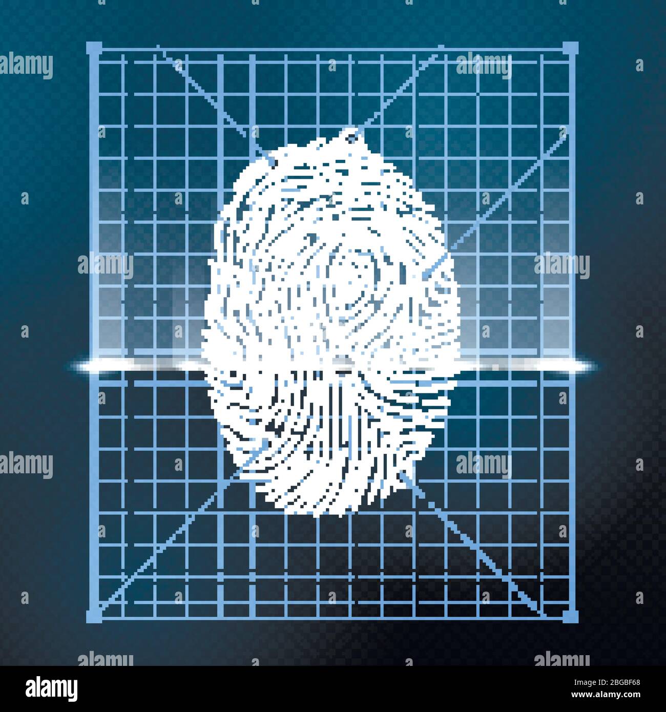 Biometrischer Fingerabdruck-Scan zur persönlichen Verifizierung. Hintergrunddarstellung des Sicherheitsvektors Stock Vektor