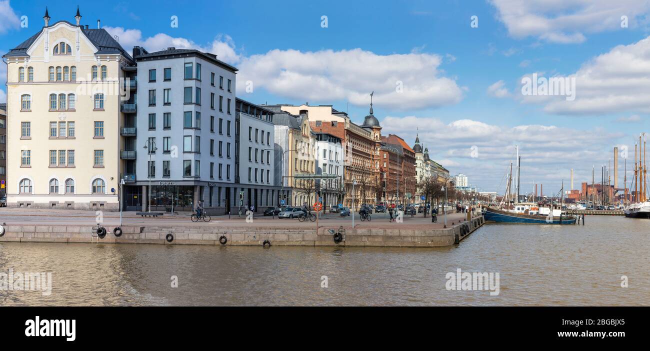 Nordhafen mit altem Segelschiff, Helsinki, Finnland Stockfoto