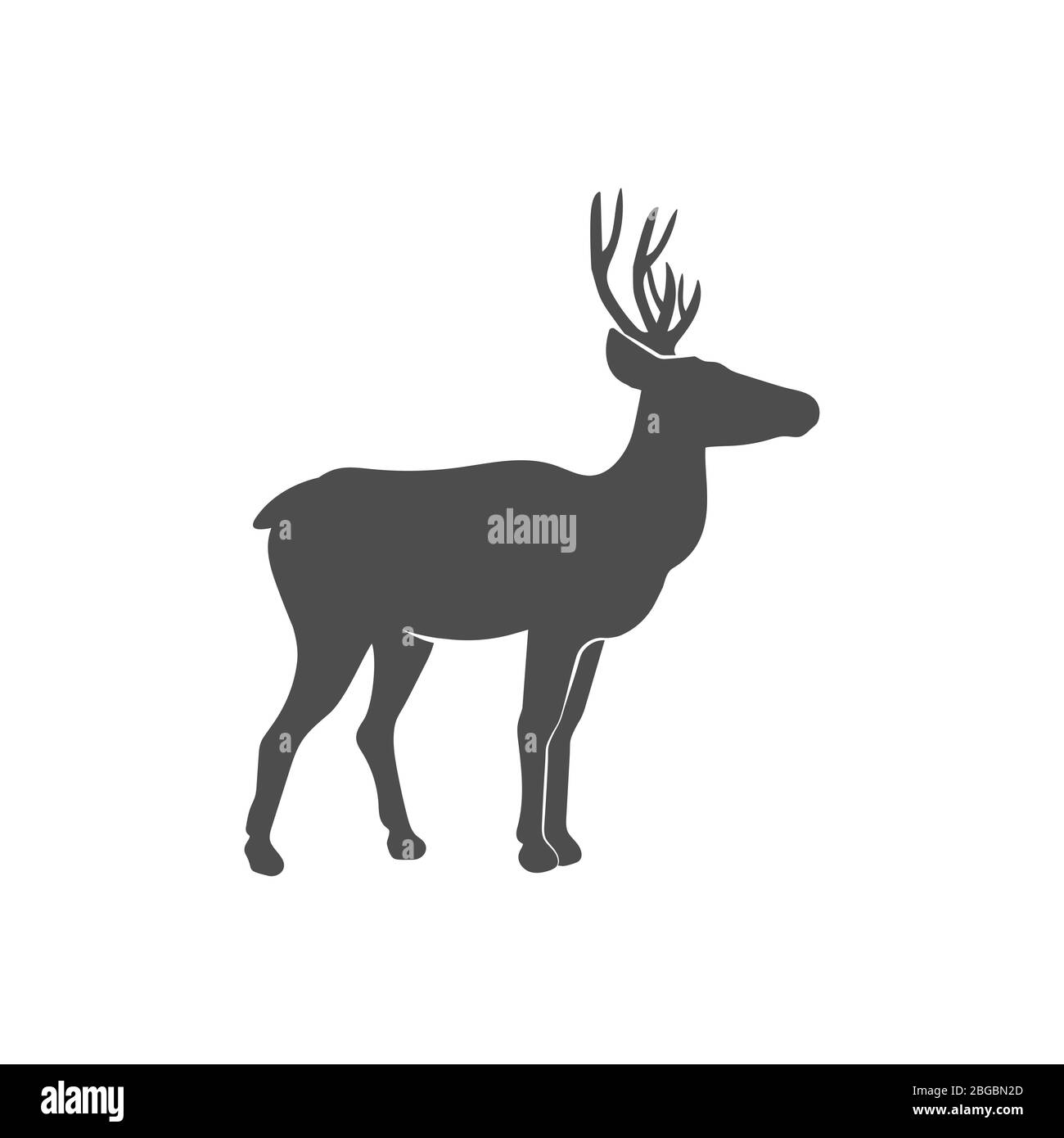 Hirschabzeichen. Monochrome isolierte Hirsche Silhouette auf weißem Hintergrund. Vektorgrafik Stock Vektor