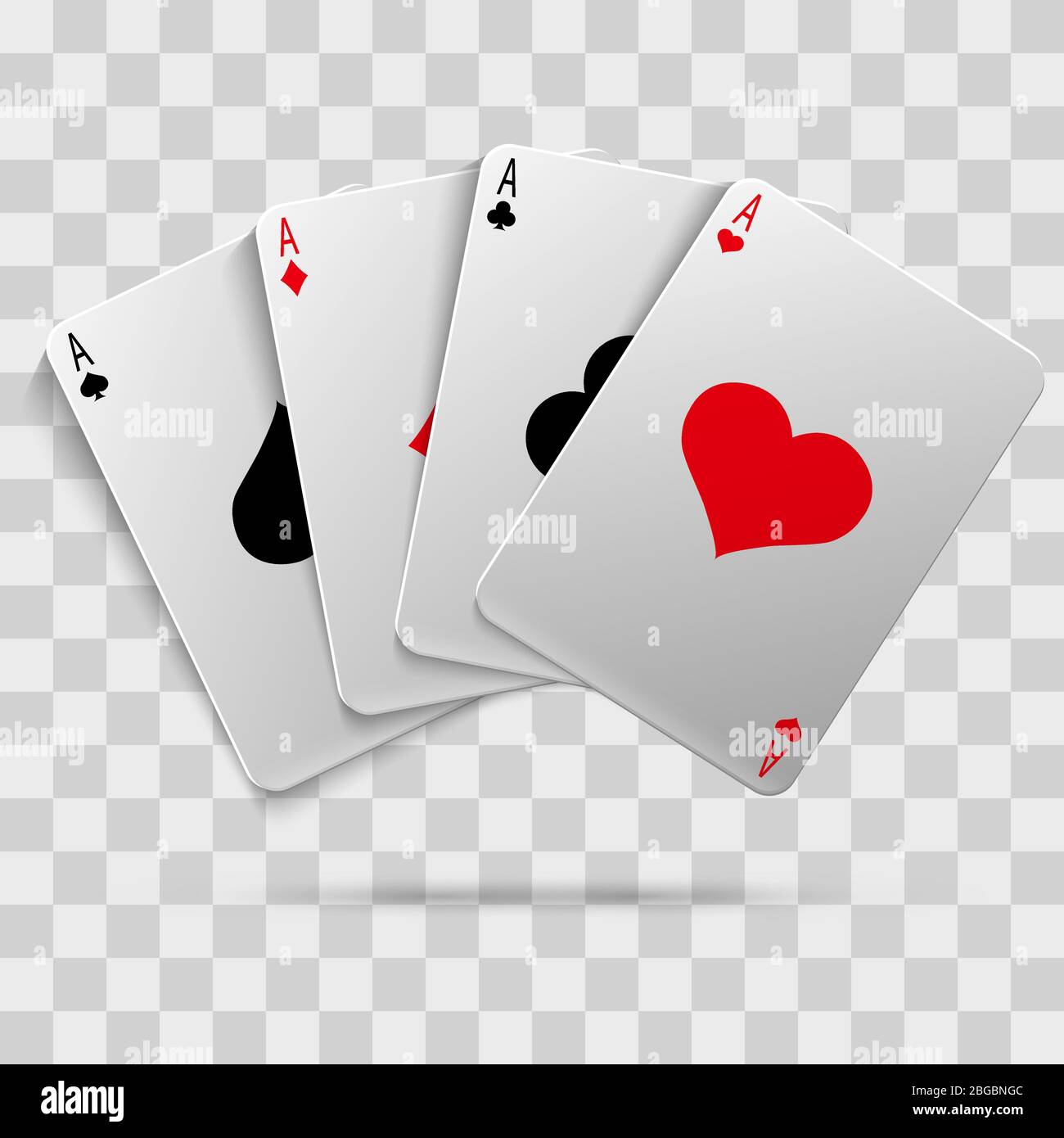Casino Glücksspiel Poker Blackjack - Spielkarten isoliert auf transparentem Hintergrund. Vektorgrafik Stock Vektor