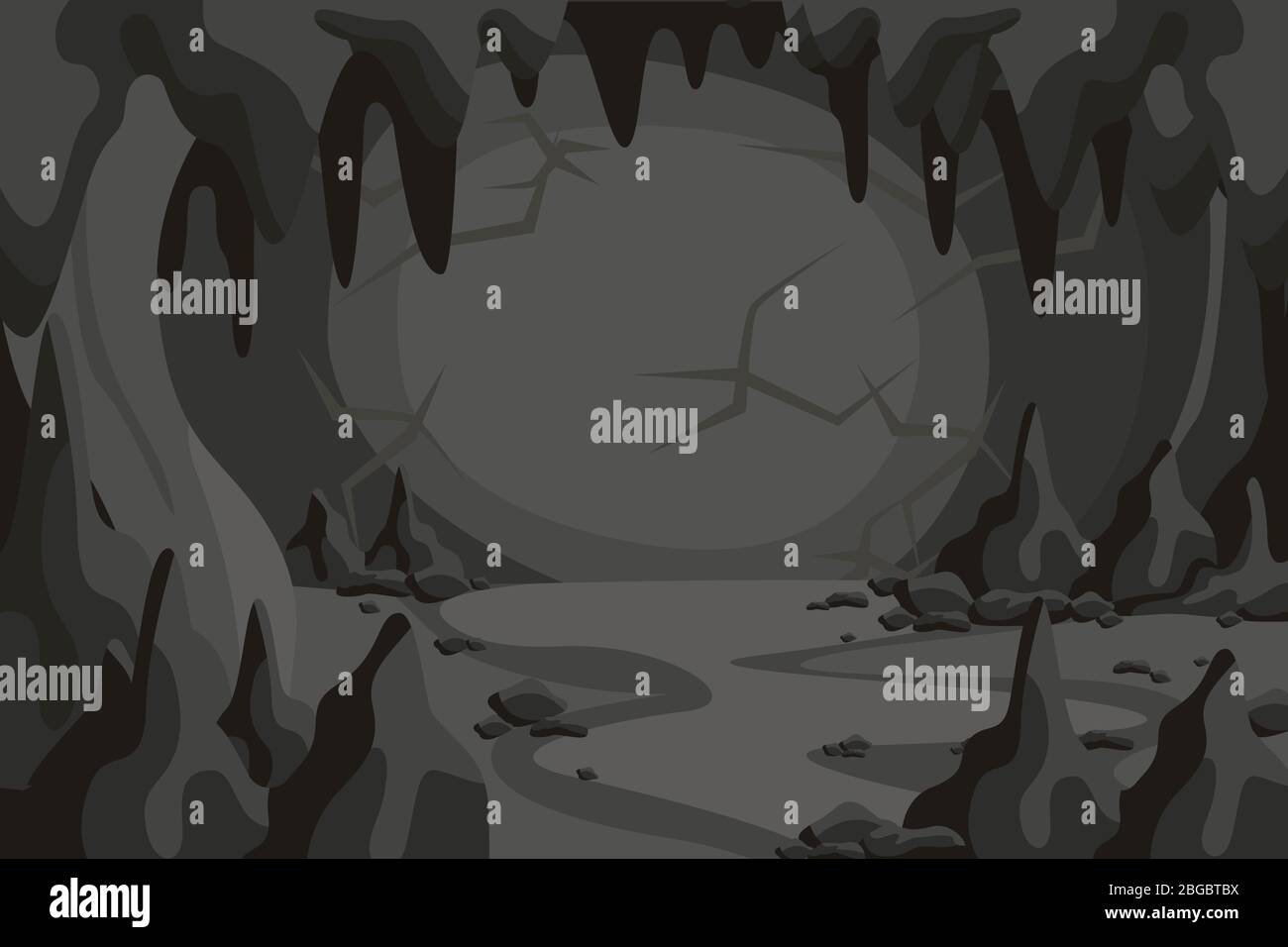 Cartoon Horror Höhle Tunnel Landschaft Vektor Grafik Illustration Stock Vektor