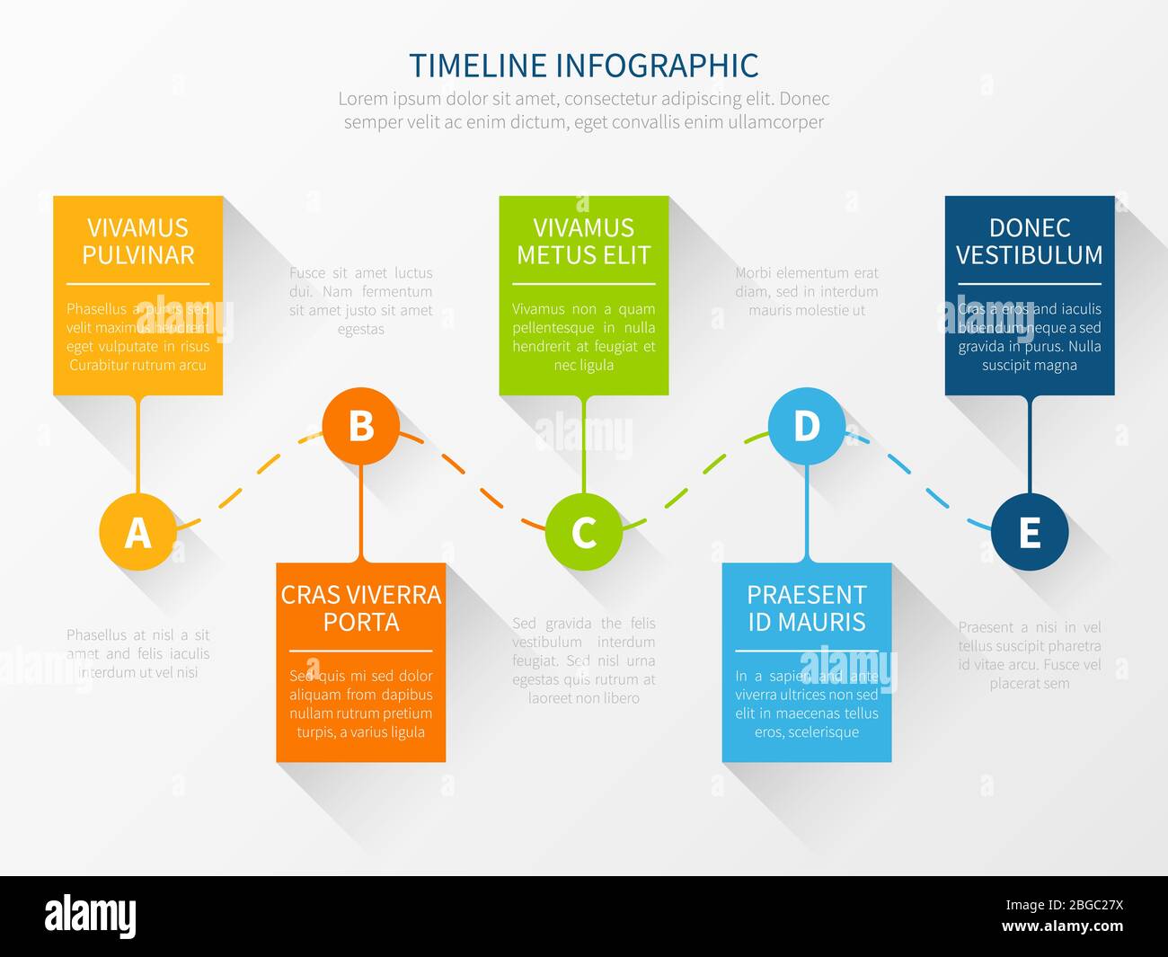 Moderne Vektor-Zeitleiste. Workflow Chart Infografik Konzept für Marketing Präsentation. Timeline Marketing Business Chart, Präsentation Prozess Daten Infografik Illustration, Stock Vektor