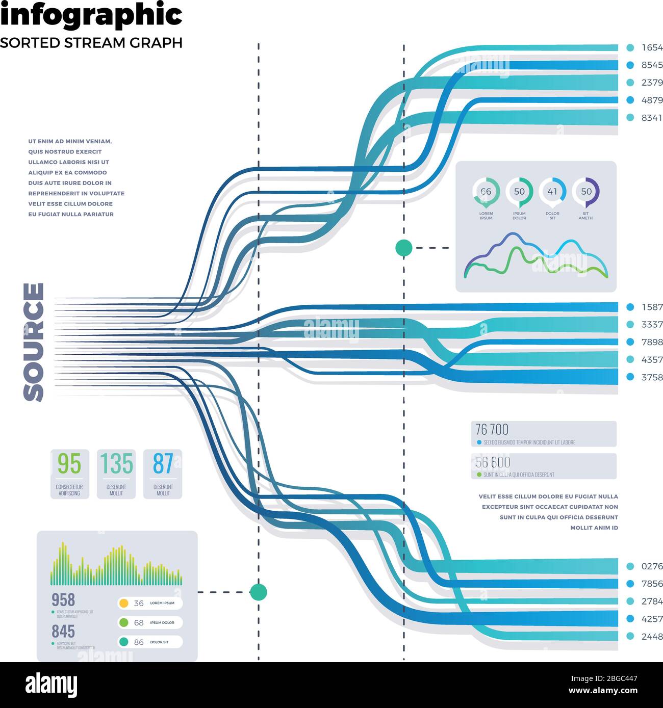 Flussdiagramm Prozessbaum Vektor-Infografik. Business Flow Chart, Darstellung von Prozessablaufdiagrammen Stock Vektor