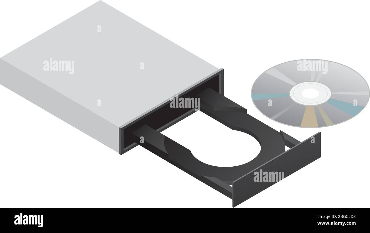 Isolierte Vektorgrafik für CD-ROM-DVD-Laufwerk Stock Vektor