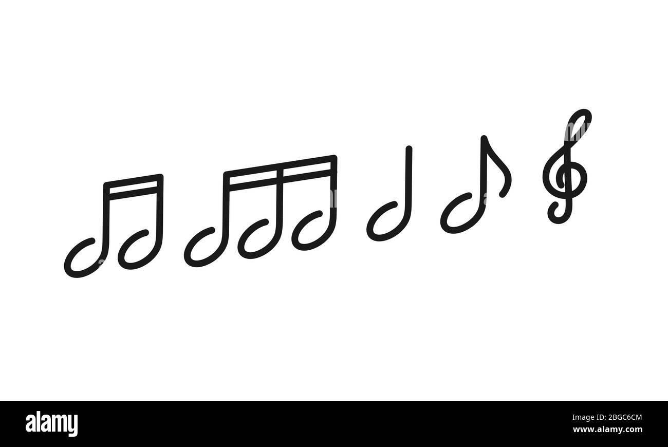 Musikalische Notizen. Lineare Symbole für Musiknoten Stock Vektor