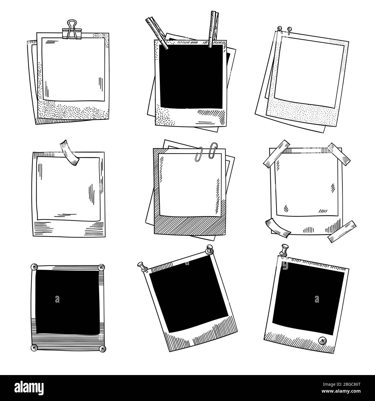 Handgezeichnete Bilderrahmen. Vintage Vektor Illustration Set Stock Vektor