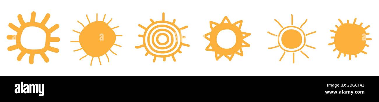 Handgezeichnete Sonnensymbole Stock Vektor