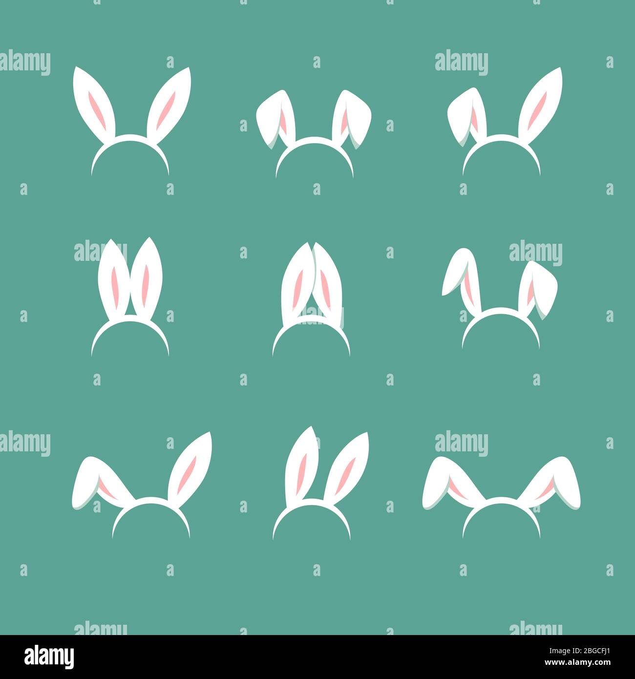 Ostern Bunny Cartoon Ohren, Feier Maske isoliert Vektor-Set. Tier Hase Cartoon, Kaninchen Maske Ohren Sammlung Illustration Stock Vektor