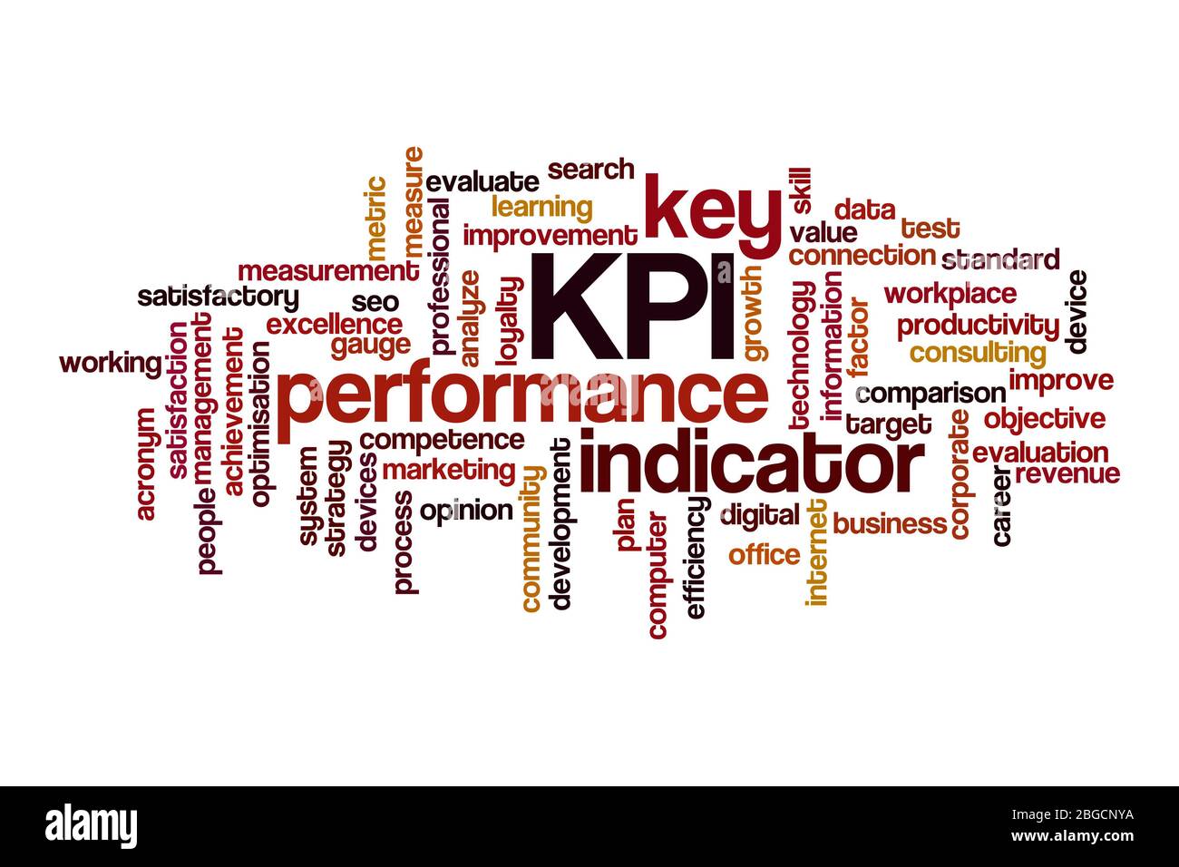 KPI Wort Cloud Konzept auf weißem Hintergrund Stockfoto