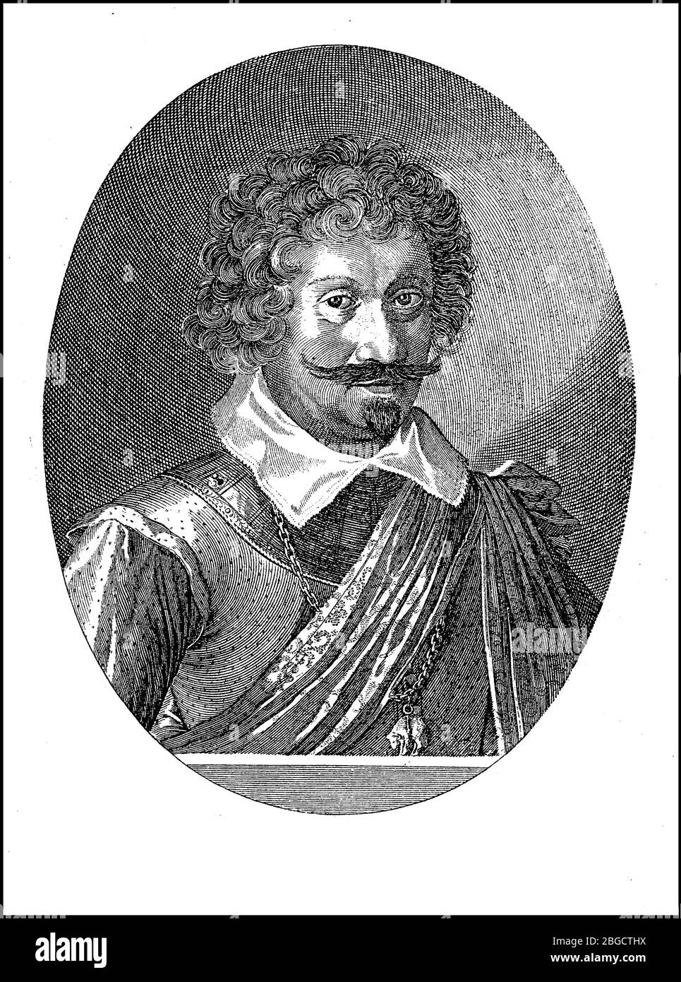 Charles Bonaventure de Longueval, Comte de Bucquoy, auch bekannt als Boucquoi oder Buquo, 9. Januar 1571 - 10. Juli 1621, war ein wichtiger kaiserlicher Kommandant im 17. Jahrhundert und Feldmarschall im Dreißigjährigen Krieg / Charles Bonaventure de Longueval, Comte de Bucquoy, auch Boucquoi oder Buquo, 9. Januar 1571 - 10. Juli 1621, war ein deutender kaiserlicher Feldherr im 17. Jahrhundert und ein Feldmarschall im Dreißigjährigen Krieg, historisch, historisch, digital verbesserte Reproduktion eines Originals aus dem 19. Jahrhundert / Digitale Reproduktion einer Originalvorlage aus dem 19. Jahrhundert Stockfoto