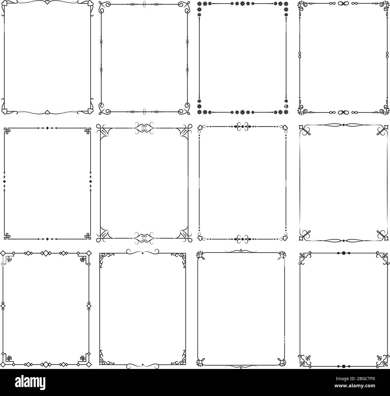 Retro klassisch elegant Rahmen Rahmen Vektor-Set für Zertifikat und Einladung Design. Rahmen für die Darstellung der Zertifikatskarte oder der alten Kartenseite Stock Vektor