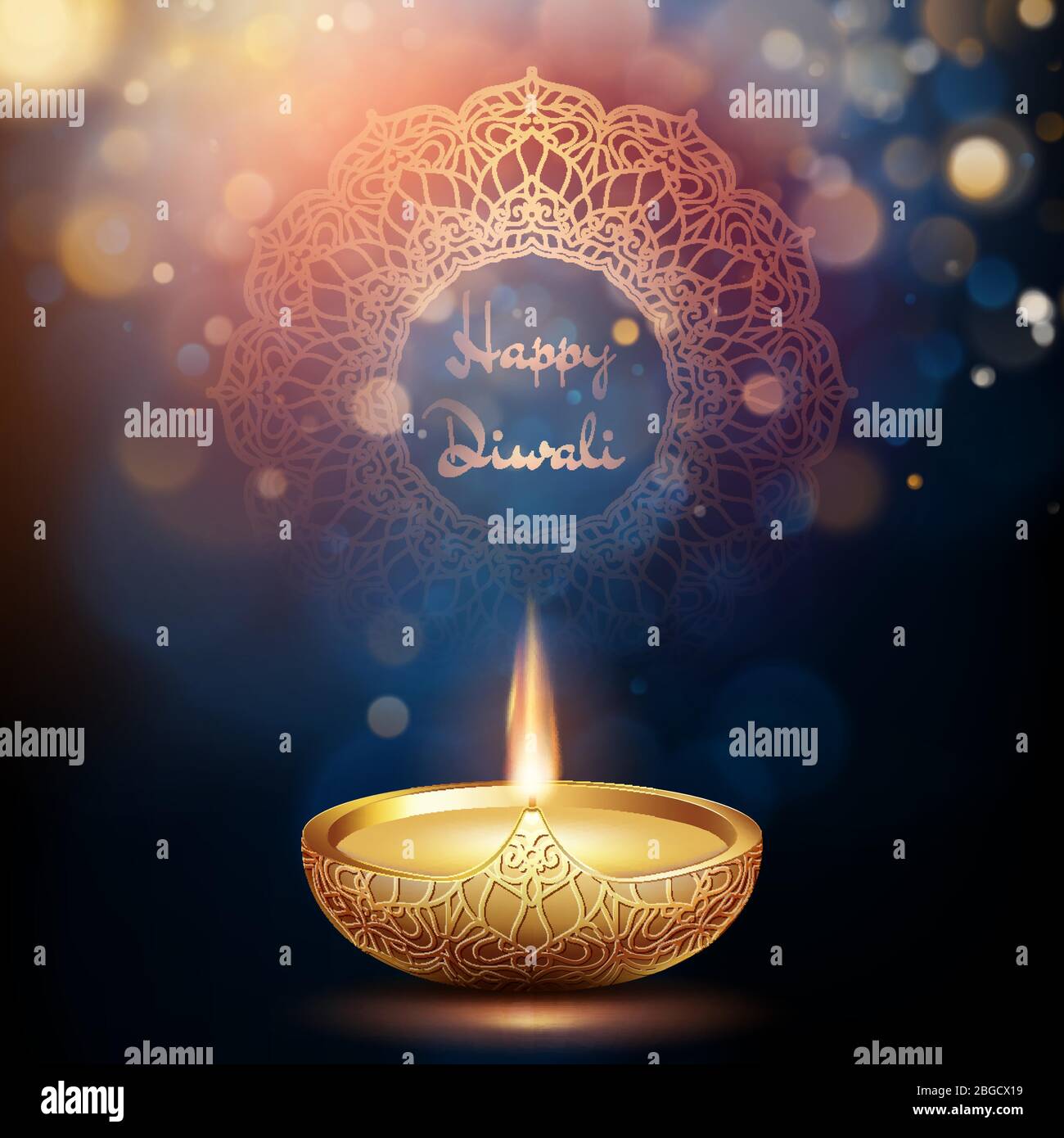 Happy Diwali Illustration des brennenden Diya. Hintergrund des Urlaubs. EPS 10 Stock Vektor