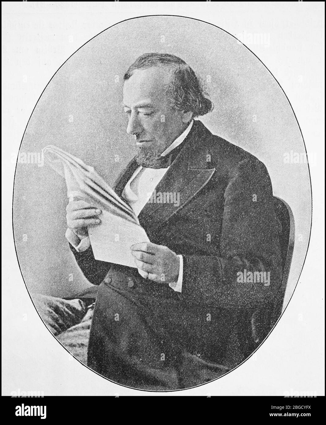 Benjamin Disraeli, 1. Earl of Beaconsfield, 21. Dezember 1804 - 19. April 1881, war ein konservativer britischer Staatsmann und erfolgreicher Schriftsteller. Zweimal, 1868 und von 1874 bis 1880, bekleidete er das Amt des britischen Premierministers / Benjamin Disraeli, 1. Earl of Beaconsfield, 21. Dezember 1804 - 19. April 1881, war ein konservativer britischer Staatsmann und erfolgreicher Romanschriftsteller. Zweimal, 1868 und von 1874 bis 1880, bekleidete er das Amt des britischen Premierministers, historisch, historisch, digital verbesserte Reproduktion eines Originals aus dem 19. Jahrhundert / digitale Produktion ei Stockfoto