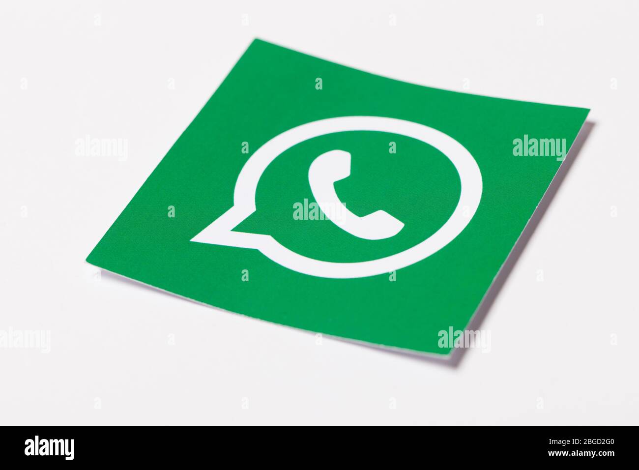 OXFORD, Großbritannien - FEB 21 2017: WhatsApp Social Media Messaging Logo auf Papier gedruckt Stockfoto