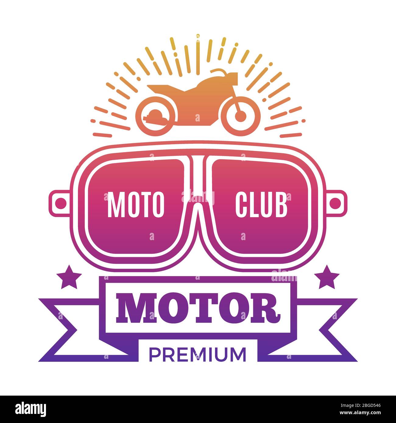 Premium Motor Club Label Design isoliert auf weißem Hintergrund. Vektorgrafik Stock Vektor