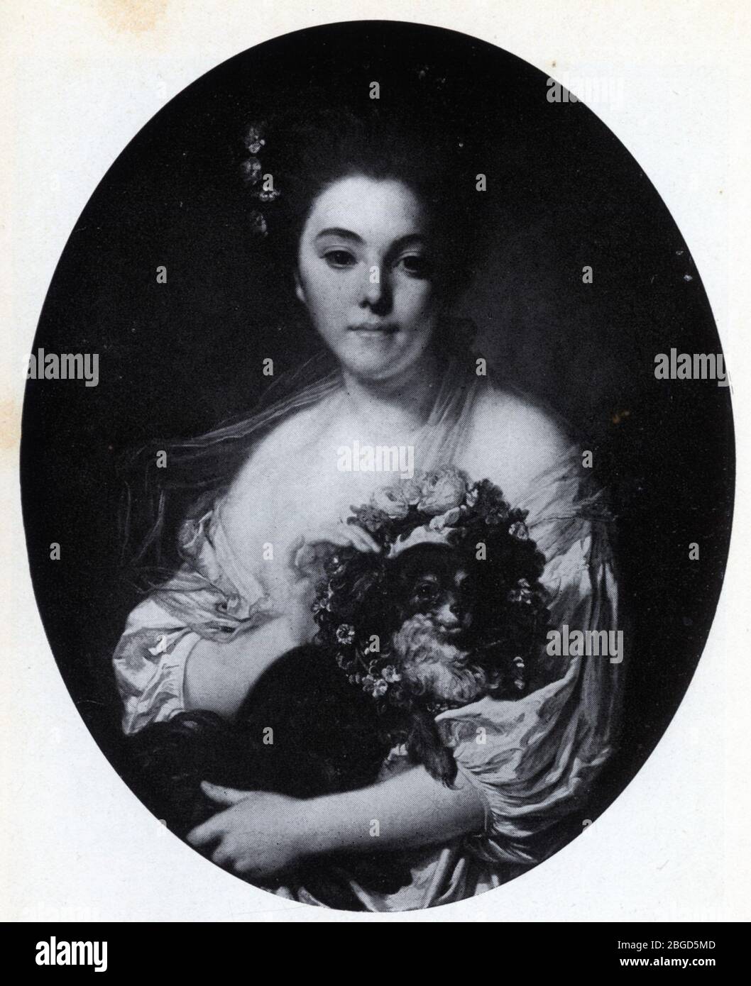 JEAN BAPTISTE GREUZE. 1725-1805. Portrait de Madame de Porcin. Toile ovale Stockfoto