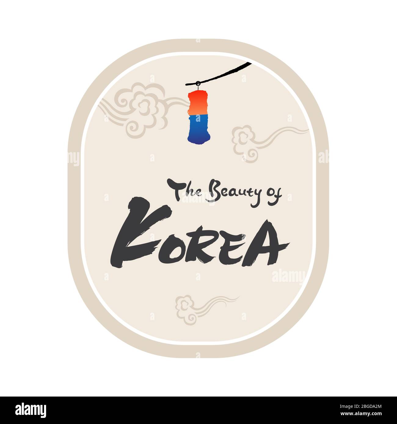 Schönes Korea, Kalligraphie. Koreanisches traditionelles Laterne-Emblem Stock Vektor