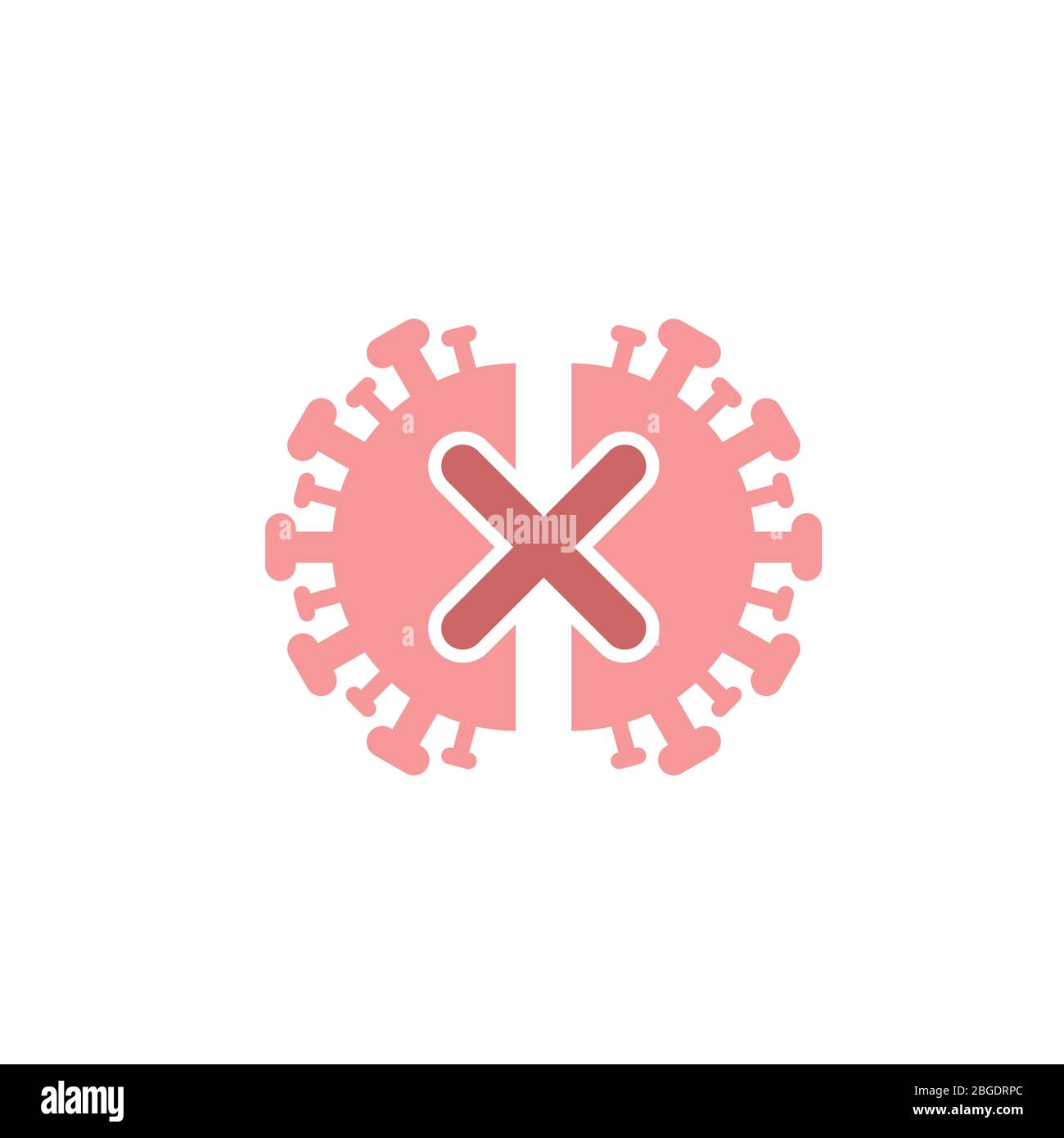 Stop, Verbreitung von Virus, Vermehrung Virus, Symbol, Logo, Zeichen und Symbol, flaches Logo-Design auf weißem Hintergrund. Stock Vektor