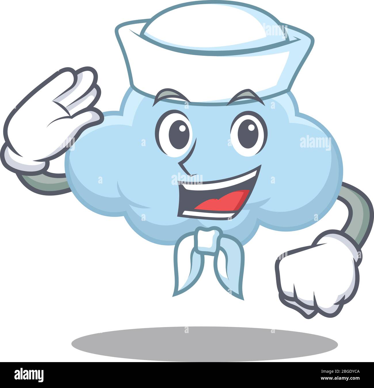 Sailor Cartoon Charakter der blauen Wolke mit weißem Hut Stock Vektor