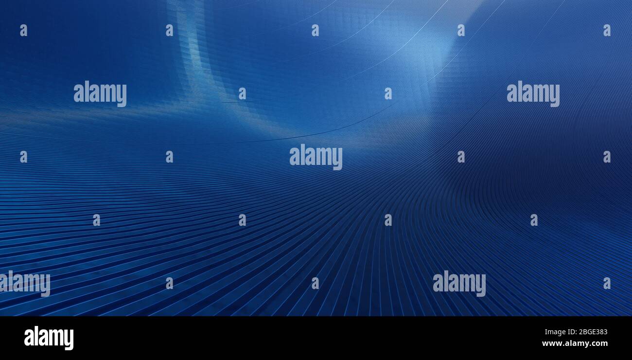 Moderne futuristische kurvige abstrakt blauen Mesh Metall Textur Hintergrund Technologie 3d Render Illustration Stockfoto