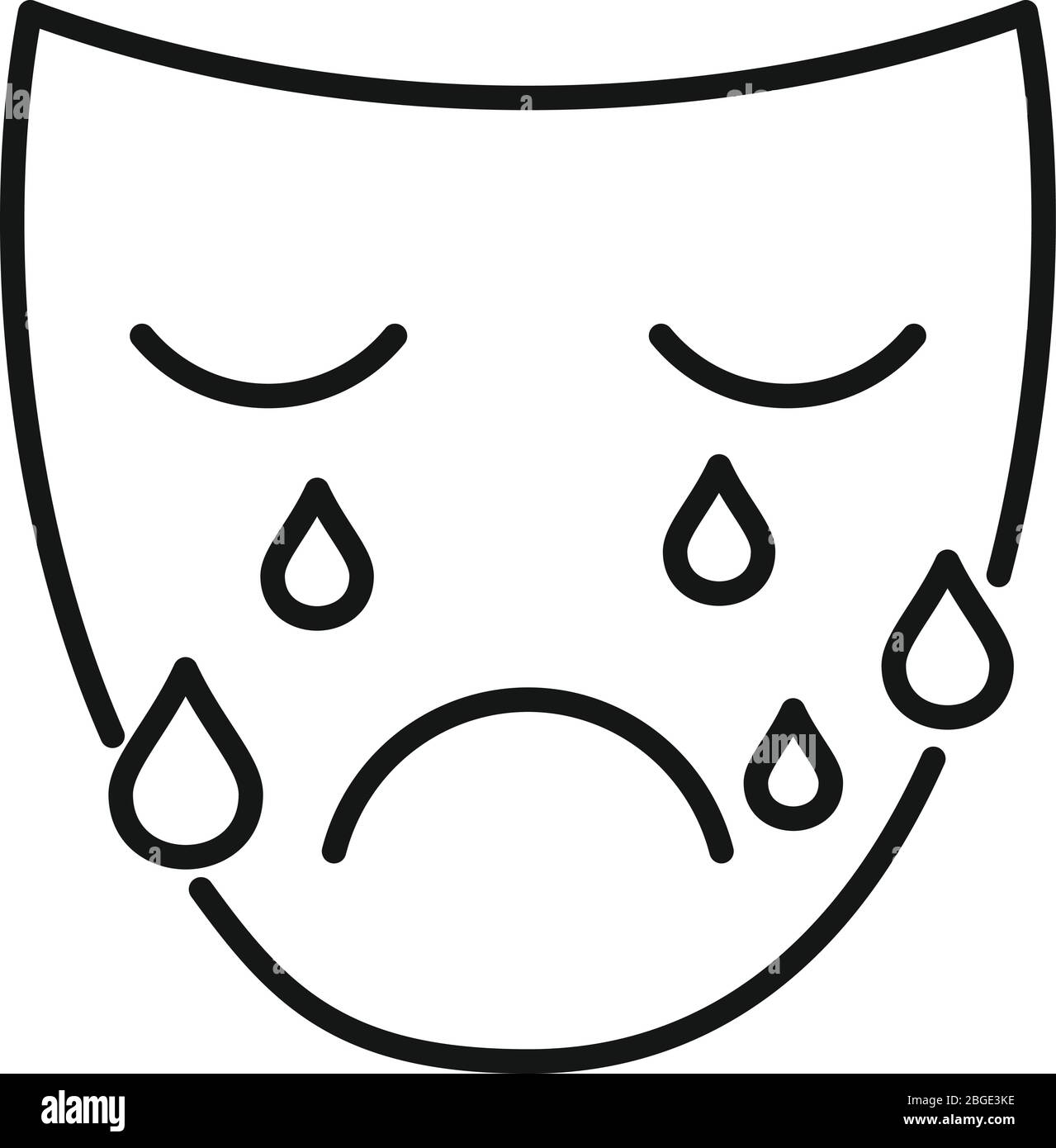 Symbol für das Gesicht des weinenden Mannes. Umriss weinenden Mann Gesicht Vektor-Symbol für Web-Design isoliert auf weißem Hintergrund Stock Vektor