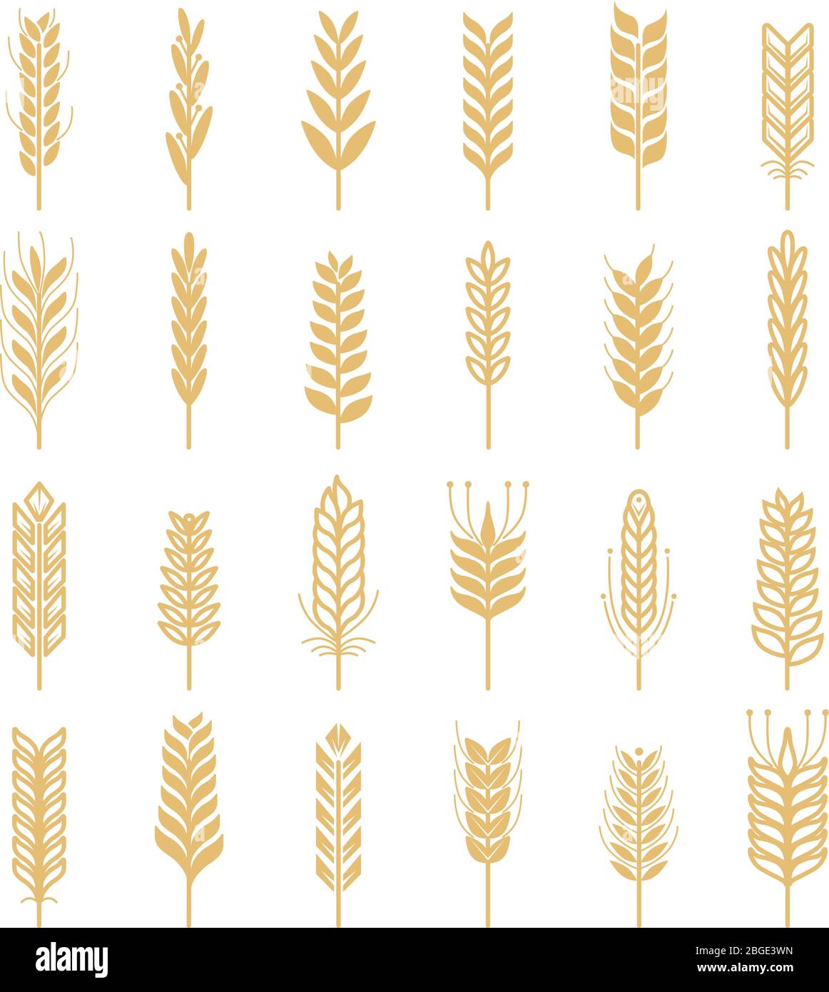 Symbole für landwirtschaftliche Vektorgrafiken gesetzt. Naturbilder von Weizen Stock Vektor