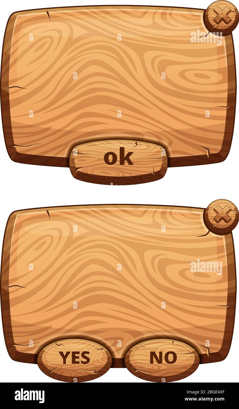 Verschiedene Holzplatten für Spiel. Cartoon Vektor Illustrationen Set Stock Vektor