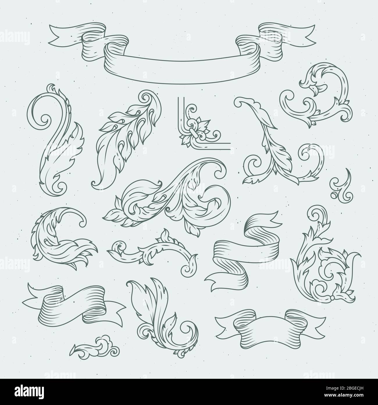 Dekorative Elemente im Barockstil. Viktorianisches Ornament, Akanthus-Blätter Stock Vektor