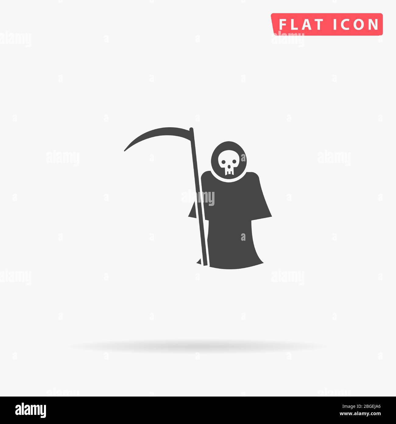 Grim Reaper, das flache Vektor-Symbol des Todes. Glyphen-Stil Zeichen. Einfache handgezeichnete Illustrationen Symbol für Konzept Infografiken, Designs Projekte, UI und UX, w Stock Vektor