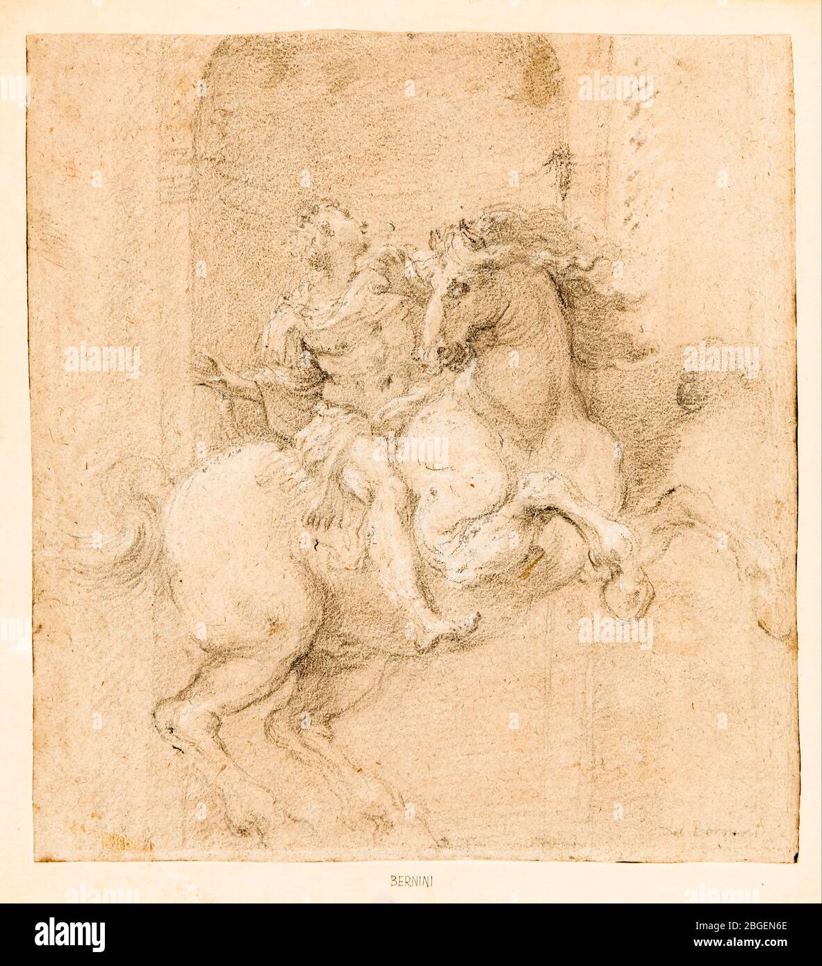 Gian Lorenzo Bernini, El emperador Constantino a caballo, Porträtzeichnung, 1655 Stockfoto