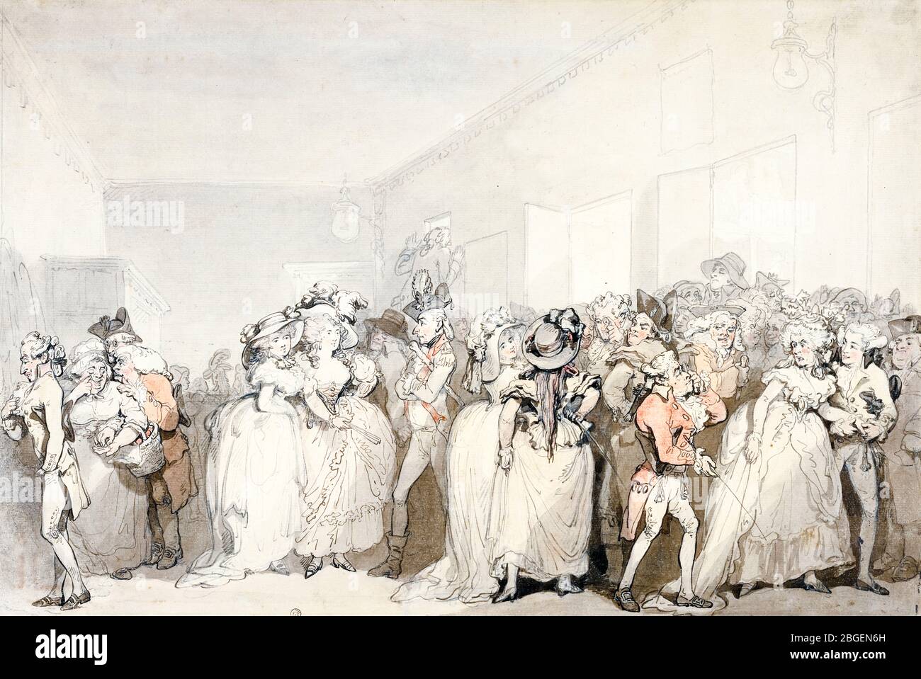 Thomas Rowlandson, Box-Lobby-Liegen, Zeichnung, 1785 Stockfoto