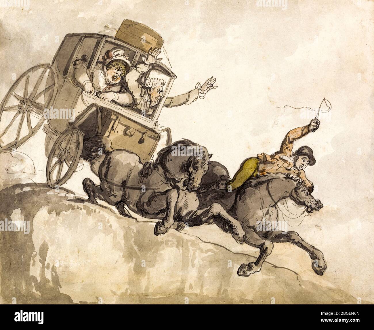 Thomas Rowlandson, der Runaway Coach, Zeichnung, um 1791 Stockfoto