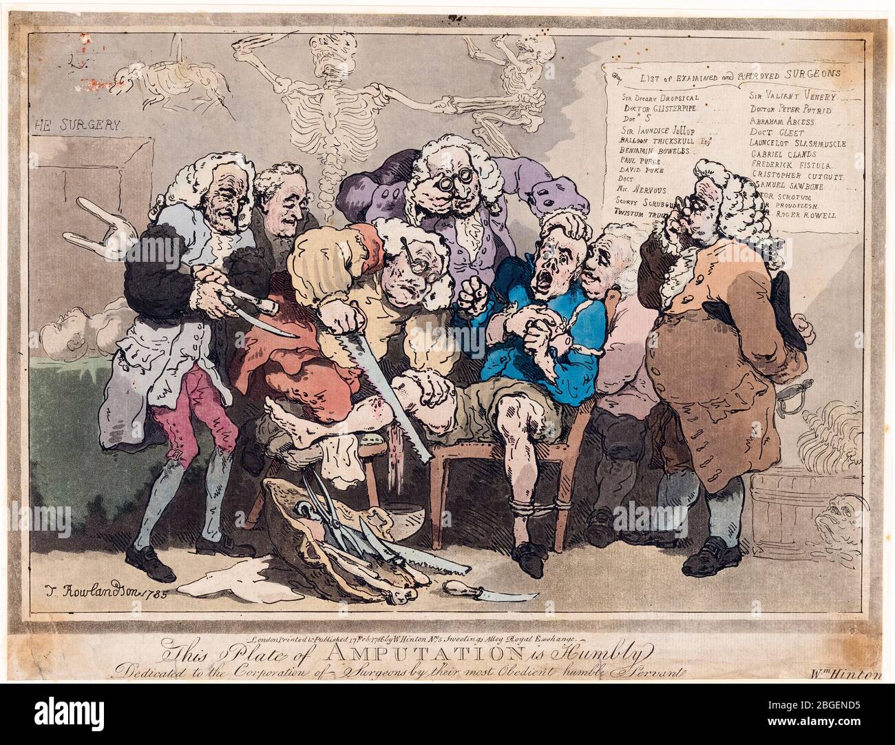 Thomas Rowlandson, Amputation, Radierung, 1786 Stockfoto