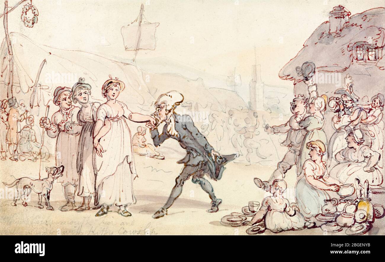 Thomas Rowlandson, Dr. Syntax mit Kitty Cowslip, Zeichnung, 1821 Stockfoto