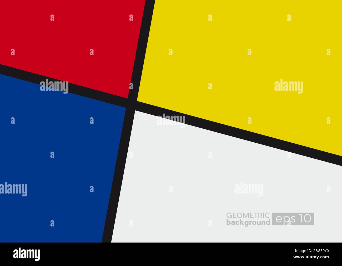 Geometrische Abstrakt mit vier Farben, Mondrian Stil. Design-Vorlage für Broschüre, Flyer oder Abweichungsmaterial für geschäftliche Zwecke. Vektorgrafik Stock Vektor