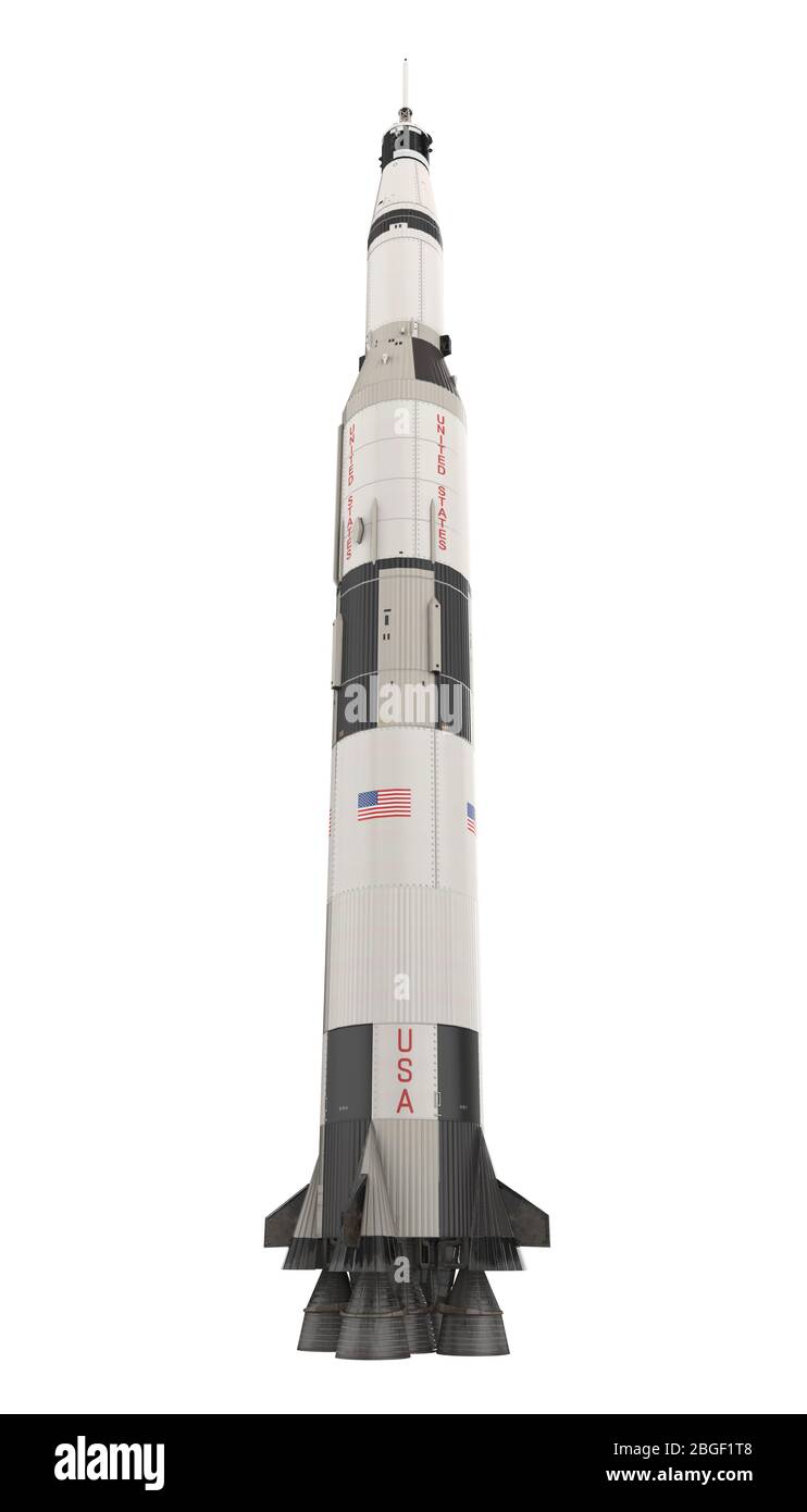 Saturn V Rakete isoliert Stockfoto