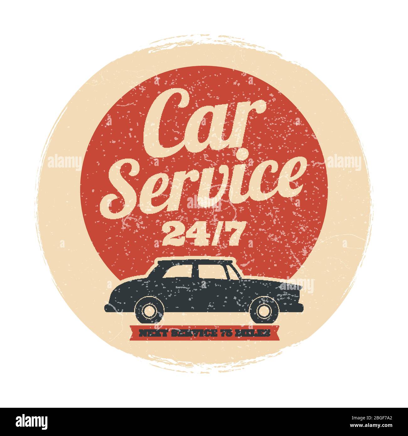 Grunge Auto-Service-Emblem-Design isoliert auf weißem Hintergrund. Vektorgrafik Stock Vektor