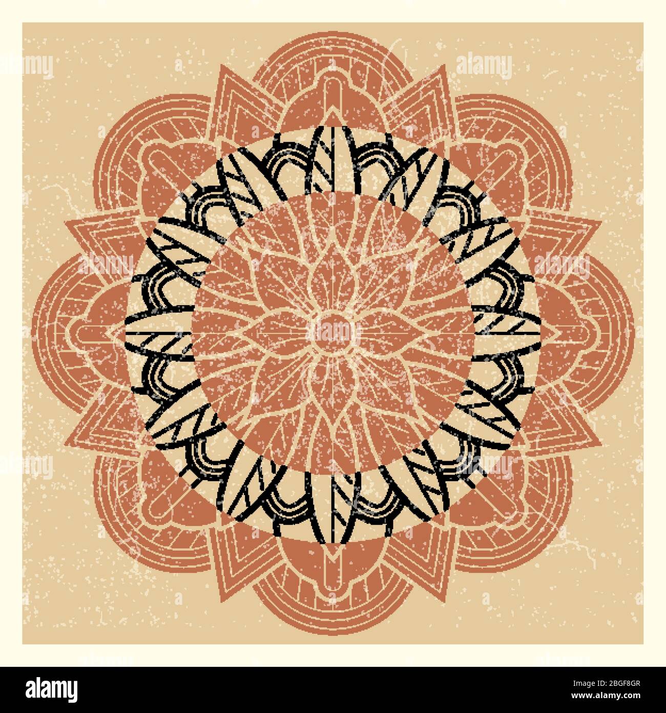 Orientalisches, indisches, asiatisches Meditations-Mandala-Poster-Banner. Vektorgrafik Stock Vektor