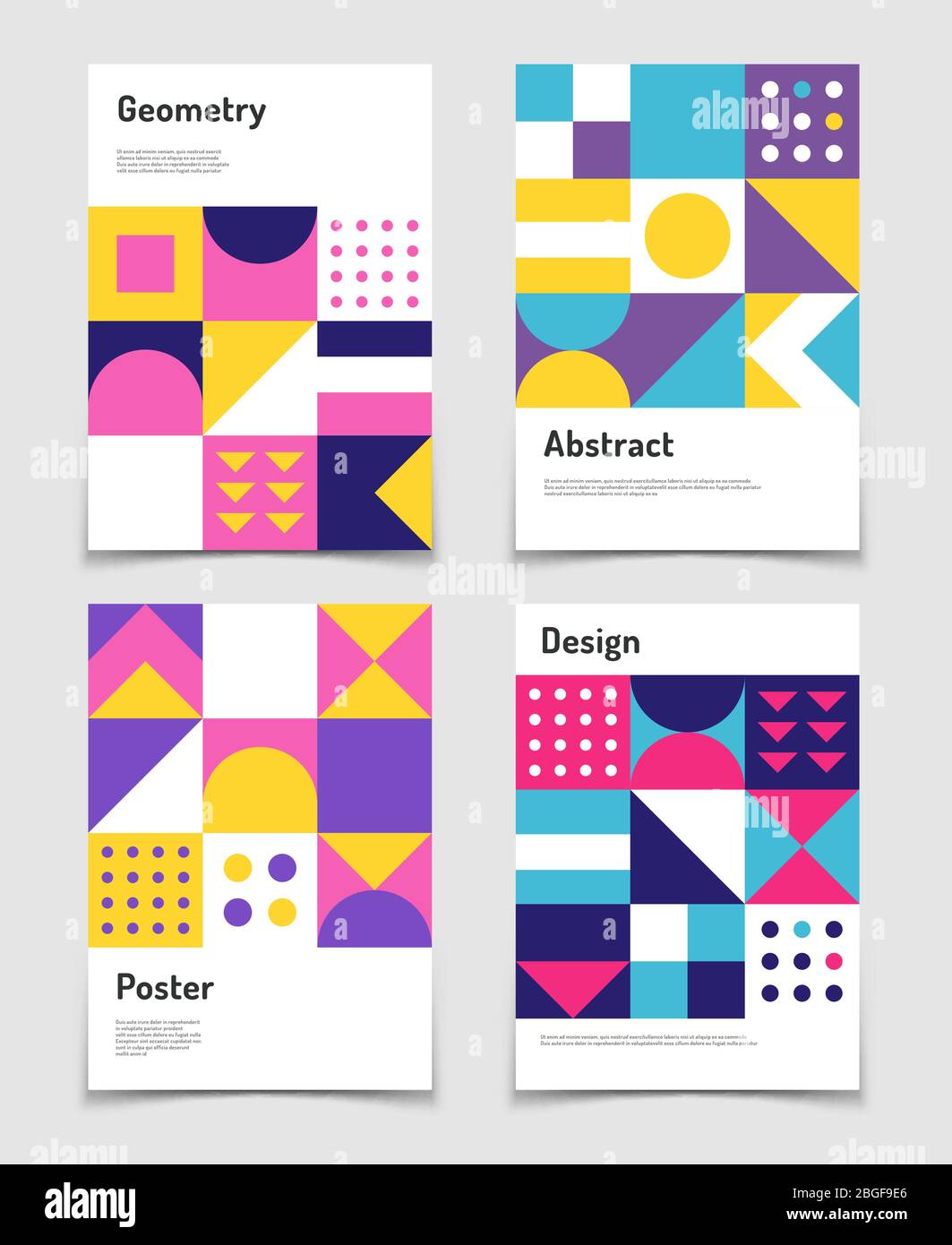 Klassische schweizer Grafik, geometrische bauhaus Formen. Vektorposter im minimalistischen Modernismus-Stil. Illustration des Katalogalbums, Banner Journal Modernismus bauhaus Stock Vektor