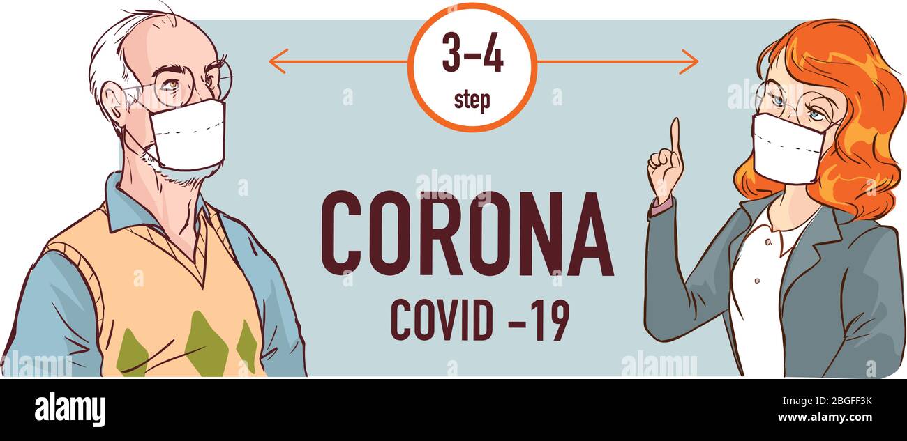 Schutzmaßnahme gegen die Abbildung des Coronavirus-Symbols Stock Vektor