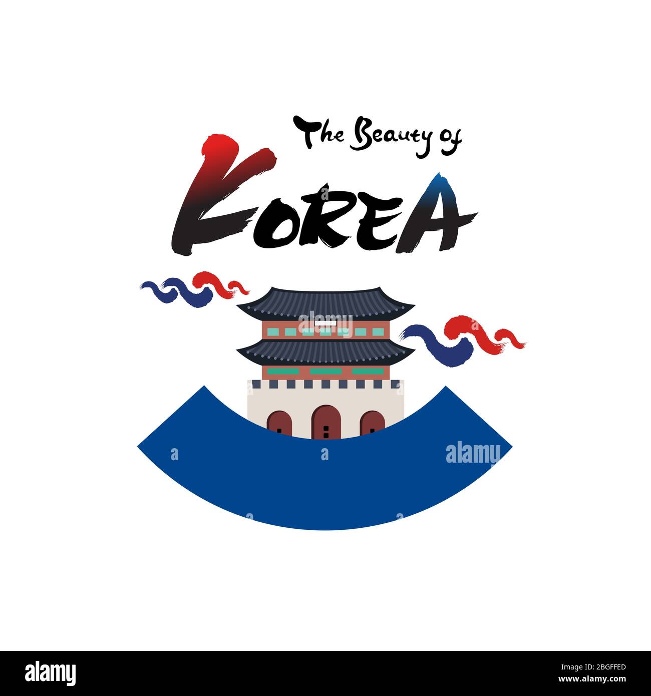 Schöne koreanische, Kalligraphie und koreanischen traditionellen Palast Emblem Design Stock Vektor