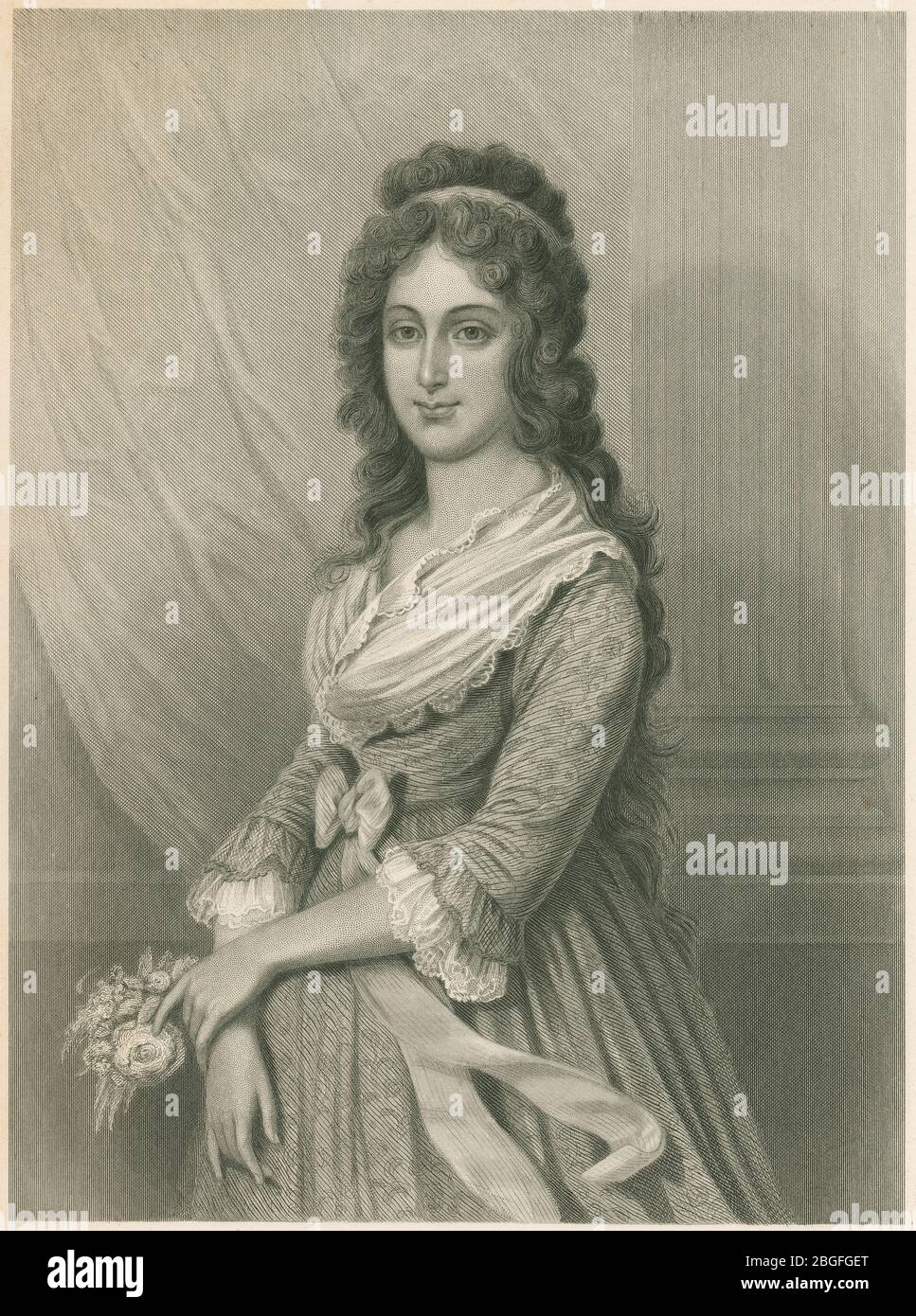 Antike Gravur, Harriet Chew. Harriet Chew (1775–1861) war die Ehefrau von Charles Carroll Jr. (1775–1825) und Tochter von Benjamin Chew, dem obersten Richter von Pennsylvania. QUELLE: ORIGINALGRAVUR Stockfoto